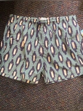 Primark Green And Black Ikat Swim Trunks With Pockets Size XXL NEW